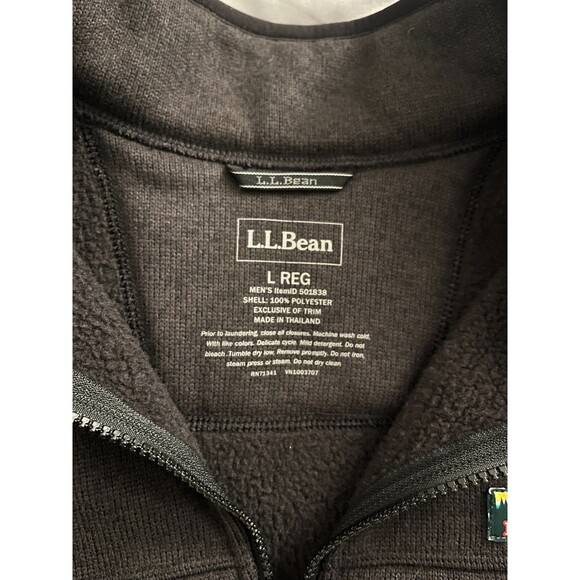 LL Bean Men's L REGULAR Fit Gray Full Zip Sweater Fleece Jacket Coat - Picture 5 of 12